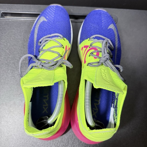 Nike Air Max 270 Flyknit Shoes Purple Volt Pink Mens Size 10 Shoe AO1023-501 - Picture 12 of 16